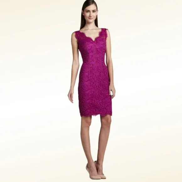 Monique Lhuillier | Dresses | Monique Lhuillier Ml Purple Lace Sheath Dress  Size 4 | Poshmark